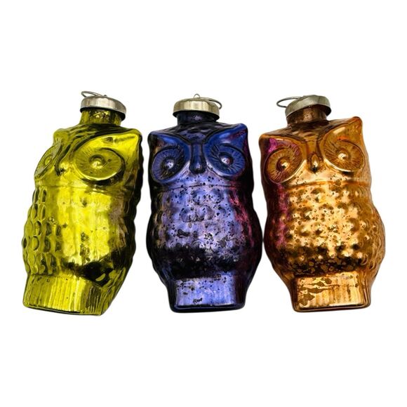 Owls Two’s Company Vintage Metallic Naturally Distressed Christmas Ornaments 4” - Picture 4 of 7